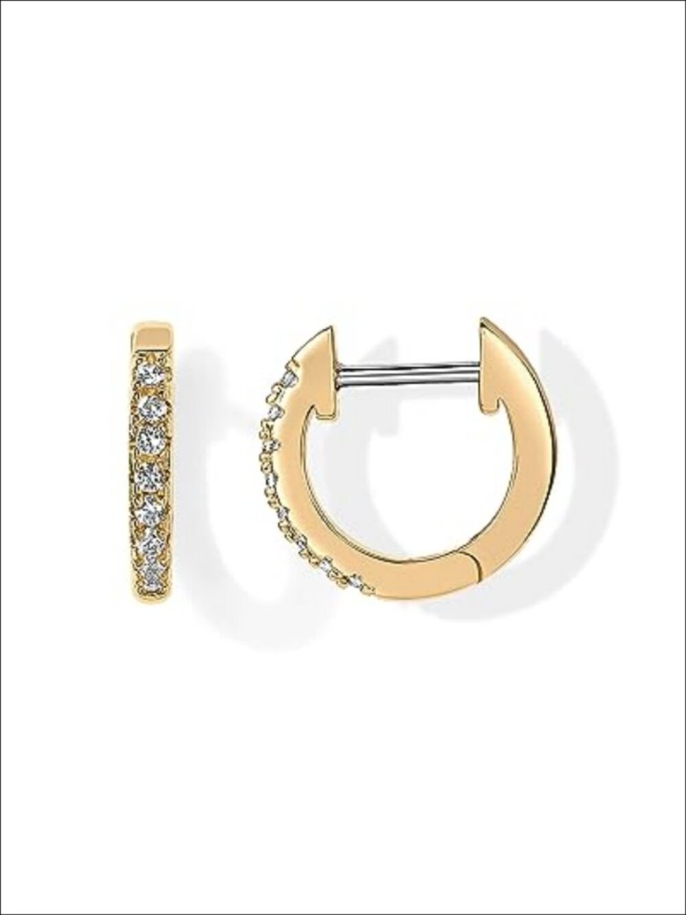 14K Gold Plated Vermeil Cubic Zirconia Huggie Hoop Earrings